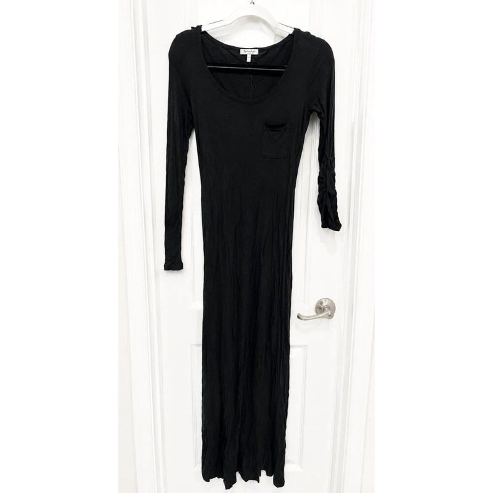 Just Ginger Black Long Sleeve Maxi Dress with Pocket Women’s Medium